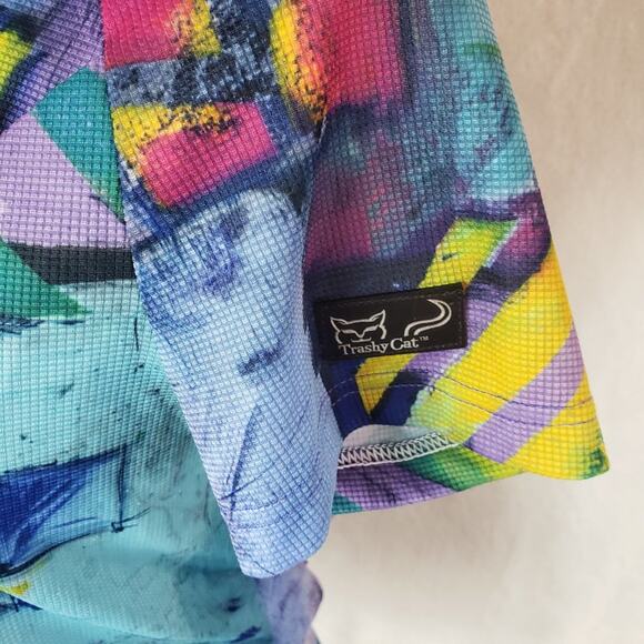 Trashy Cat Cycling Top Women M Made in Italy Graphic Print Zip Up W Pocket EUC - Picture 6 of 10